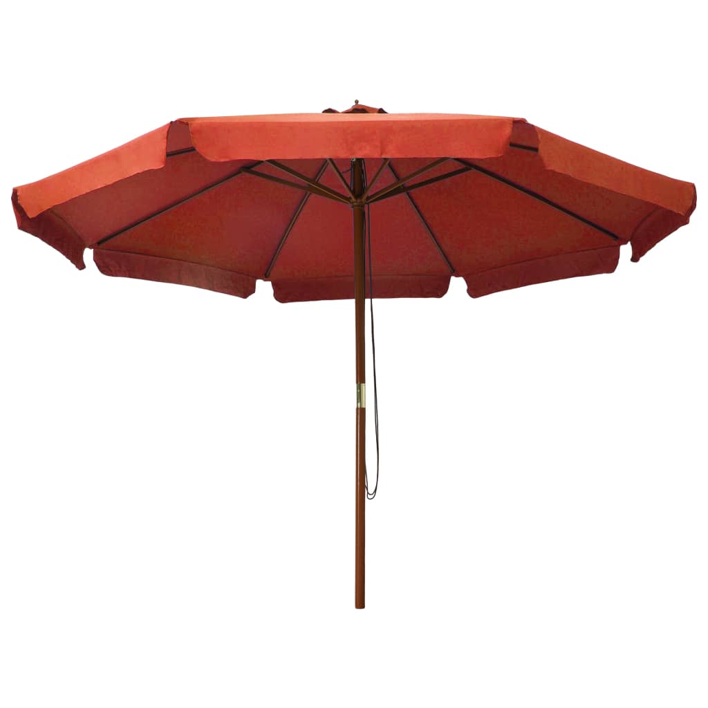 vidaXL Umbrelă de soare de exterior, stâlp lemn, cărămiziu, 330 cm