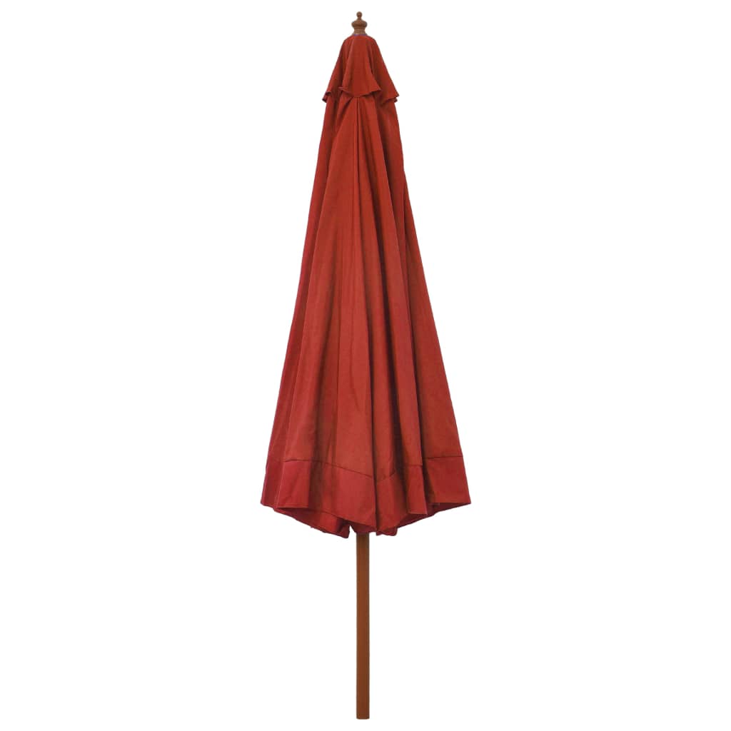 vidaXL Umbrelă de soare de exterior, stâlp lemn, cărămiziu, 330 cm