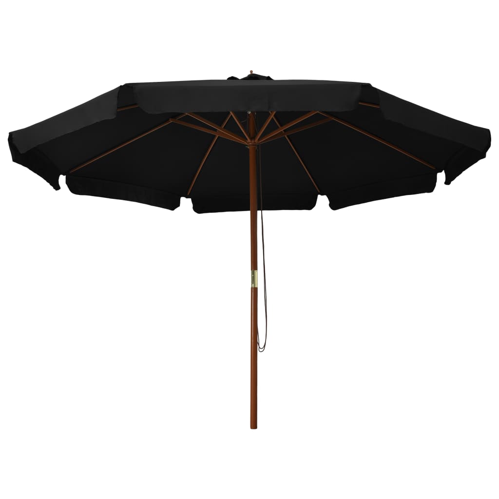 vidaXL Umbrelă de soare de exterior, stâlp din lemn, negru, 330 cm vidaXL Umbrelă de soare de exterior, stâlp din lemn, negru, 330 cm