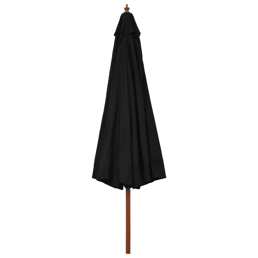 vidaXL Umbrelă de soare de exterior, stâlp din lemn, negru, 330 cm vidaXL Umbrelă de soare de exterior, stâlp din lemn, negru, 330 cm