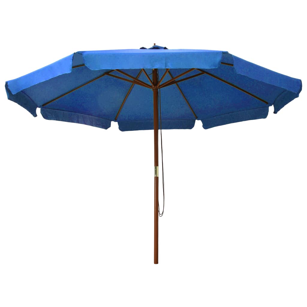vidaXL Umbrelă de soare de exterior, stâlp lemn, azuriu, 330 cm vidaXL Umbrelă de soare de exterior, stâlp lemn, azuriu, 330 cm
