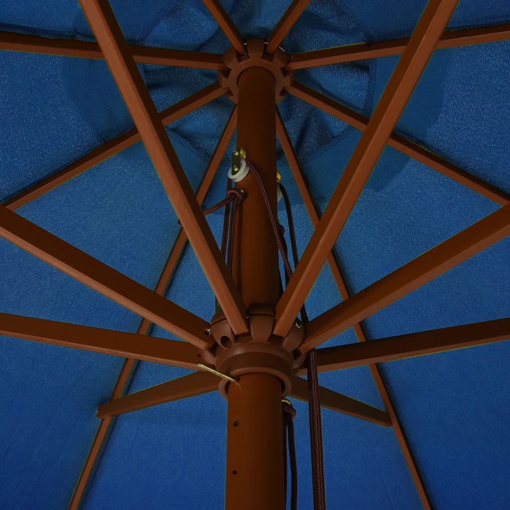 vidaXL Umbrelă de soare de exterior, stâlp lemn, azuriu, 330 cm vidaXL Umbrelă de soare de exterior, stâlp lemn, azuriu, 330 cm