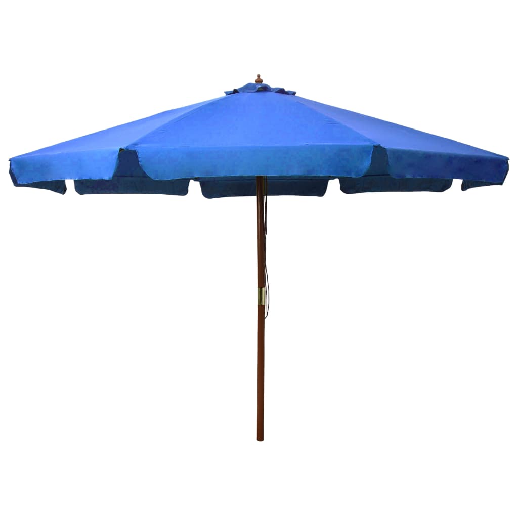 vidaXL Umbrelă de soare de exterior, stâlp lemn, azuriu, 330 cm vidaXL Umbrelă de soare de exterior, stâlp lemn, azuriu, 330 cm