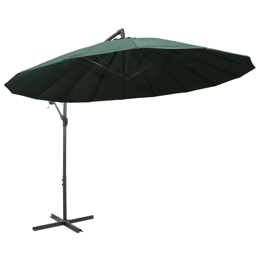 vidaXL Umbrelă de soare suspendată, verde, 3 m, stâlp de aluminiu vidaXL Umbrelă de soare suspendată, verde, 3 m, stâlp de aluminiu