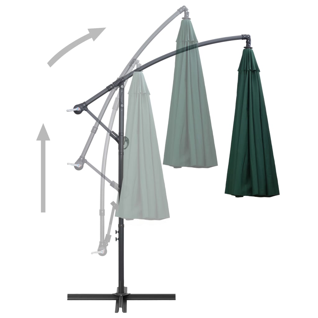 vidaXL Umbrelă de soare suspendată, verde, 3 m, stâlp de aluminiu vidaXL Umbrelă de soare suspendată, verde, 3 m, stâlp de aluminiu