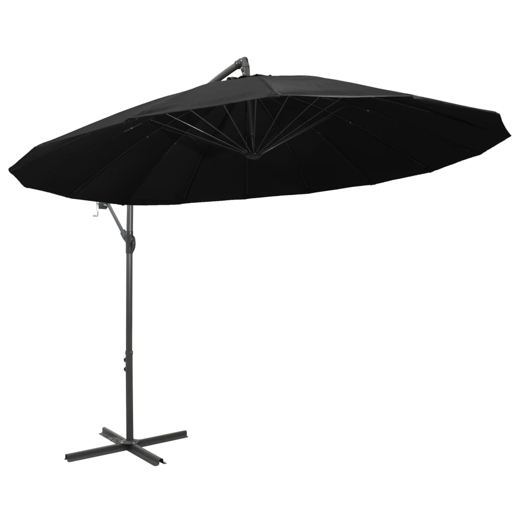 vidaXL Umbrelă de soare suspendată, negru, 3 m, stâlp de aluminiu vidaXL Umbrelă de soare suspendată, negru, 3 m, stâlp de aluminiu