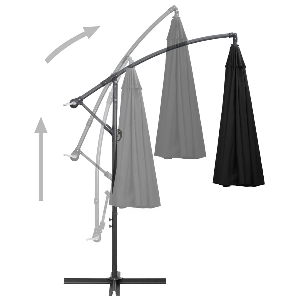 vidaXL Umbrelă de soare suspendată, negru, 3 m, stâlp de aluminiu vidaXL Umbrelă de soare suspendată, negru, 3 m, stâlp de aluminiu