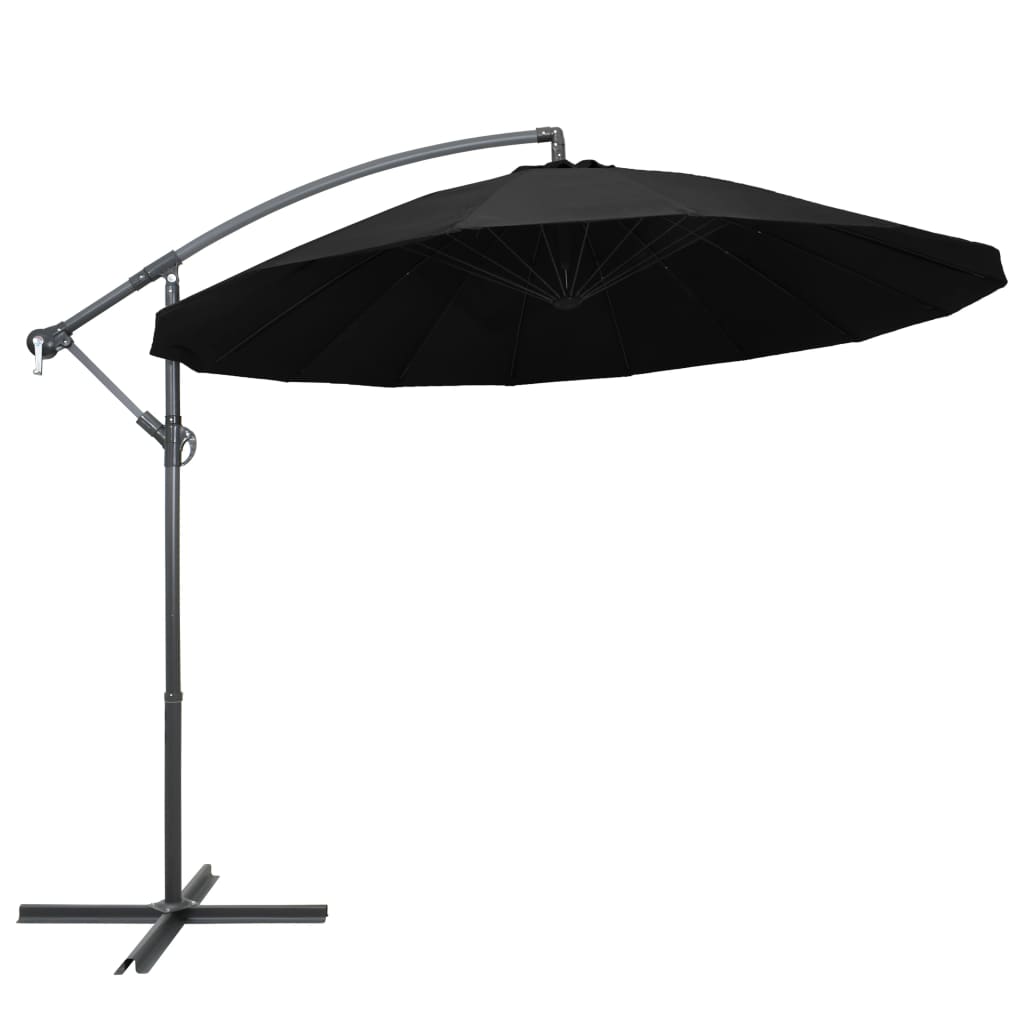 vidaXL Umbrelă de soare suspendată, negru, 3 m, stâlp de aluminiu vidaXL Umbrelă de soare suspendată, negru, 3 m, stâlp de aluminiu