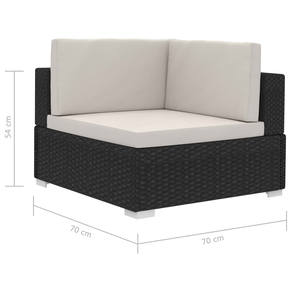 vidaXL Scaune de colț modulare cu perne, 2 buc., negru, poliratan vidaXL Scaune de colț modulare cu perne, 2 buc., negru, poliratan