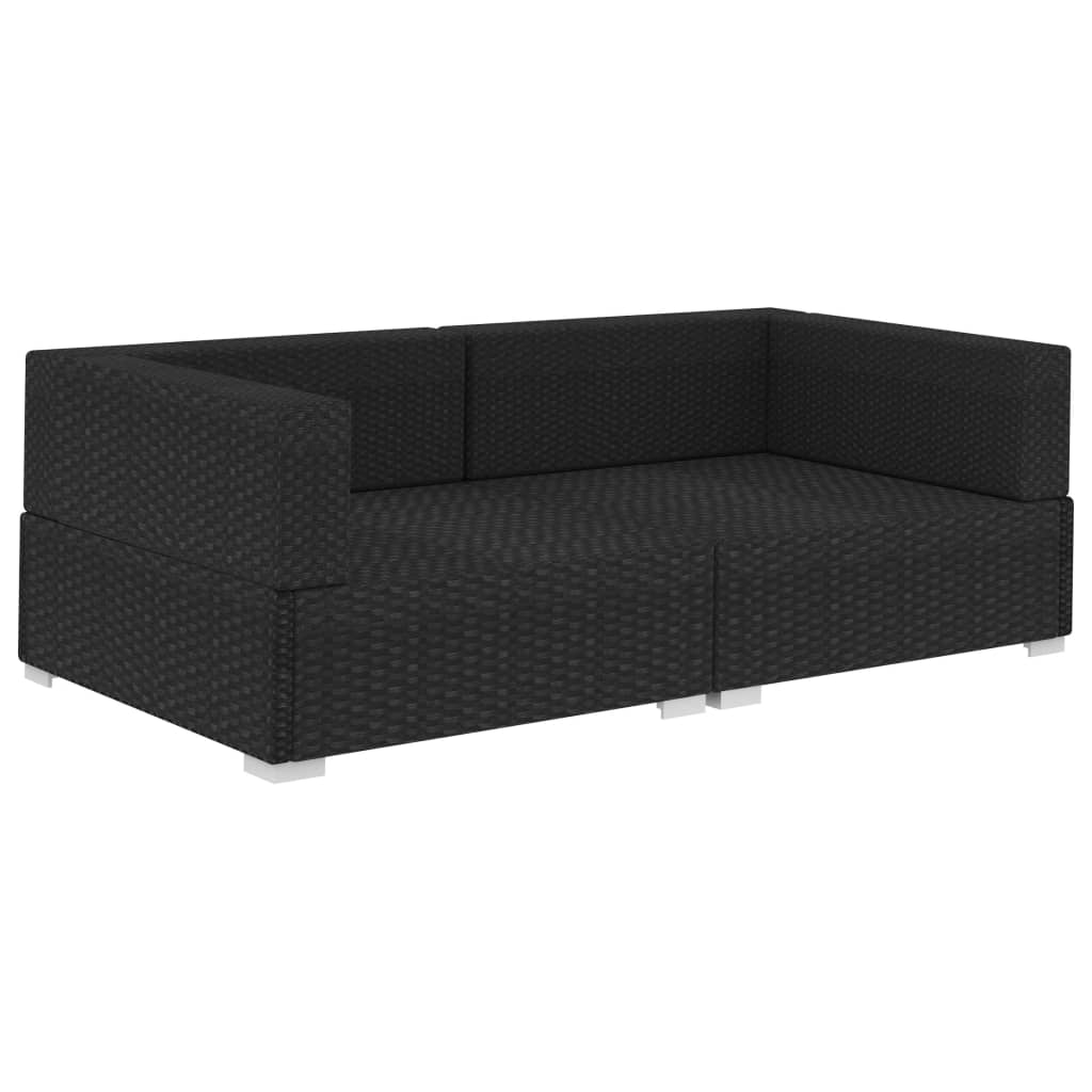vidaXL Scaune de colț modulare cu perne, 2 buc., negru, poliratan vidaXL Scaune de colț modulare cu perne, 2 buc., negru, poliratan