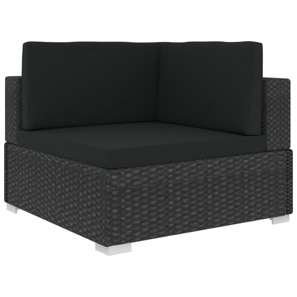 vidaXL Scaune de colț modulare cu perne, 2 buc., negru, poliratan vidaXL Scaune de colț modulare cu perne, 2 buc., negru, poliratan