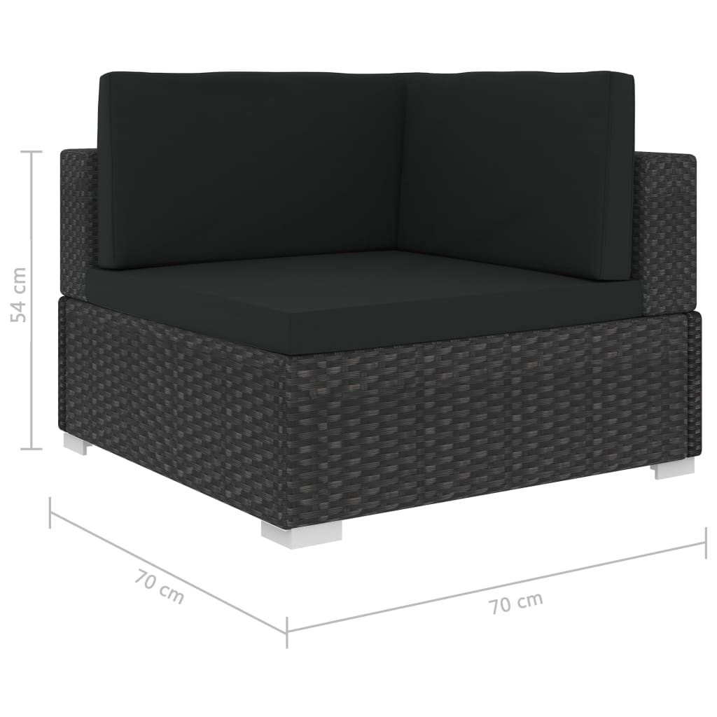 vidaXL Scaune de colț modulare cu perne, 2 buc., negru, poliratan vidaXL Scaune de colț modulare cu perne, 2 buc., negru, poliratan