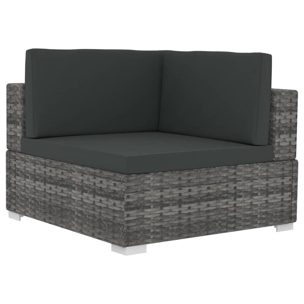 vidaXL Set canapele de grădină cu perne, 3 piese, gri, poliratan