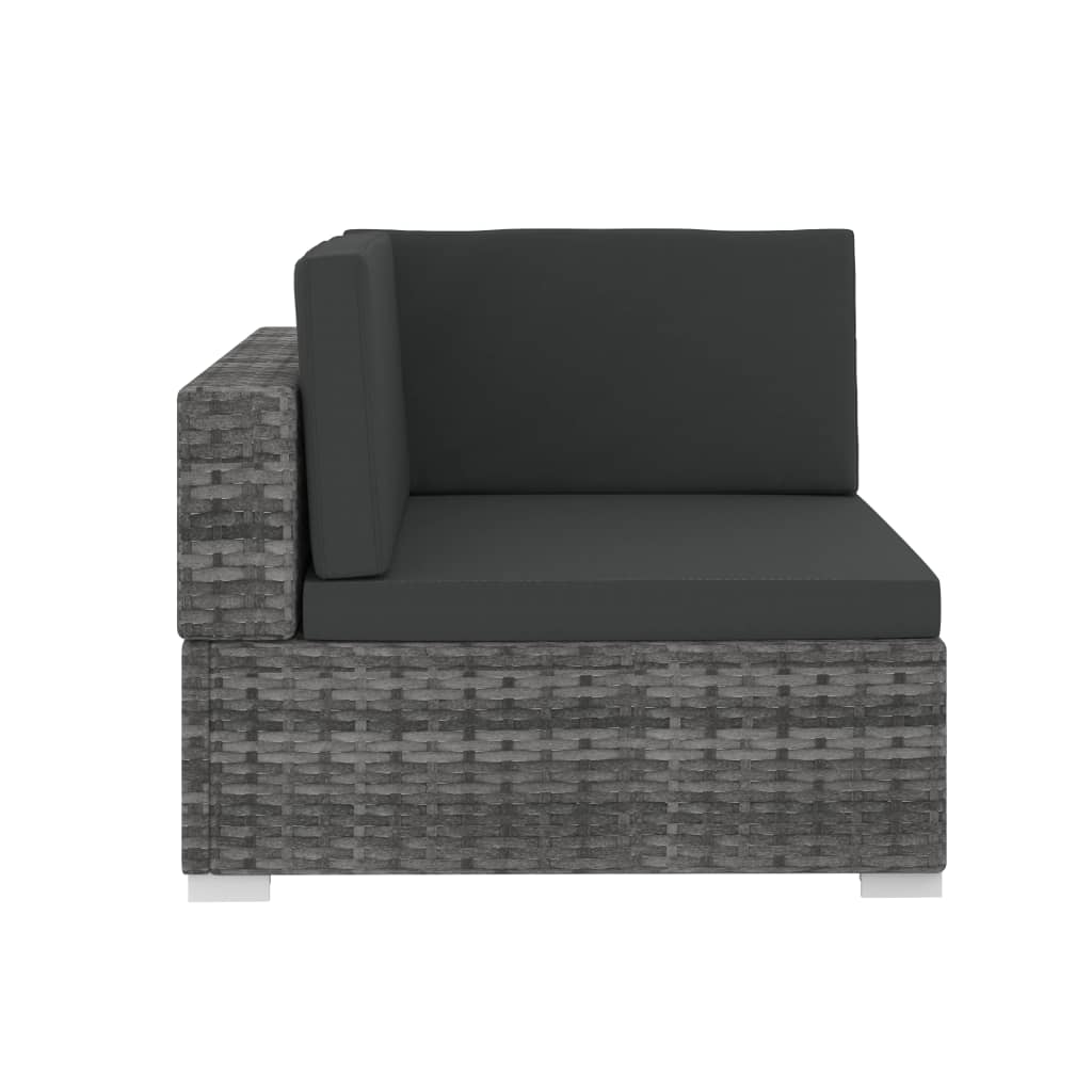 vidaXL Set canapele de grădină cu perne, 3 piese, gri, poliratan