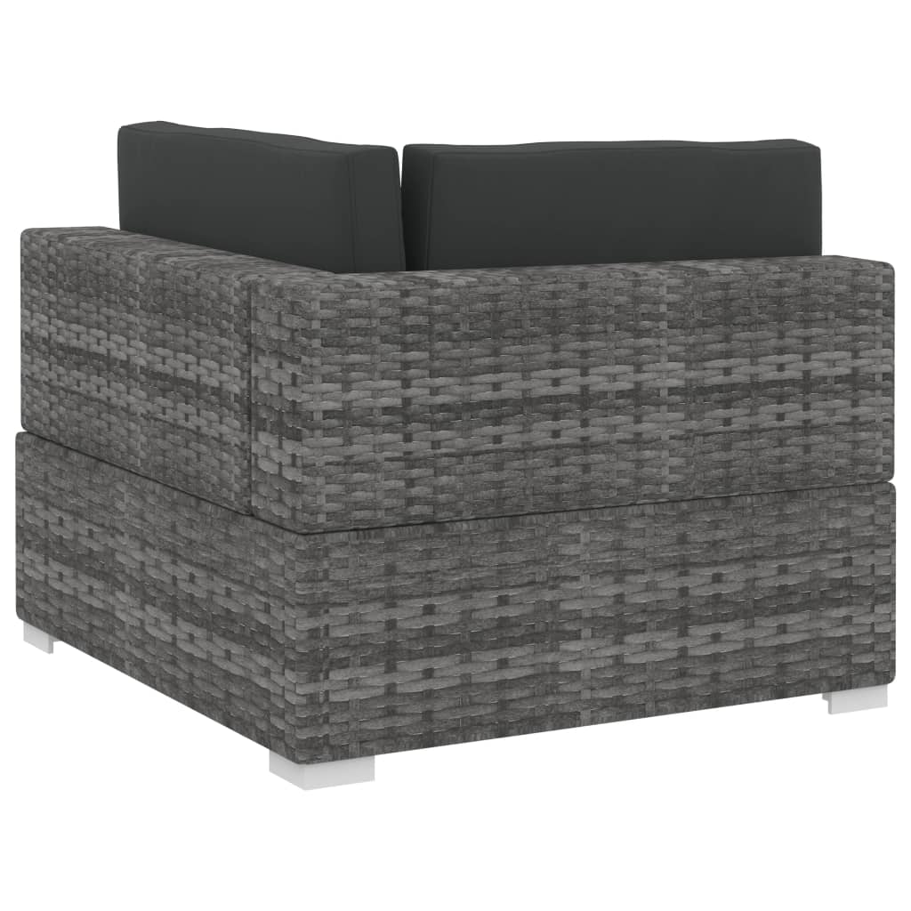 vidaXL Set canapele de grădină cu perne, 3 piese, gri, poliratan