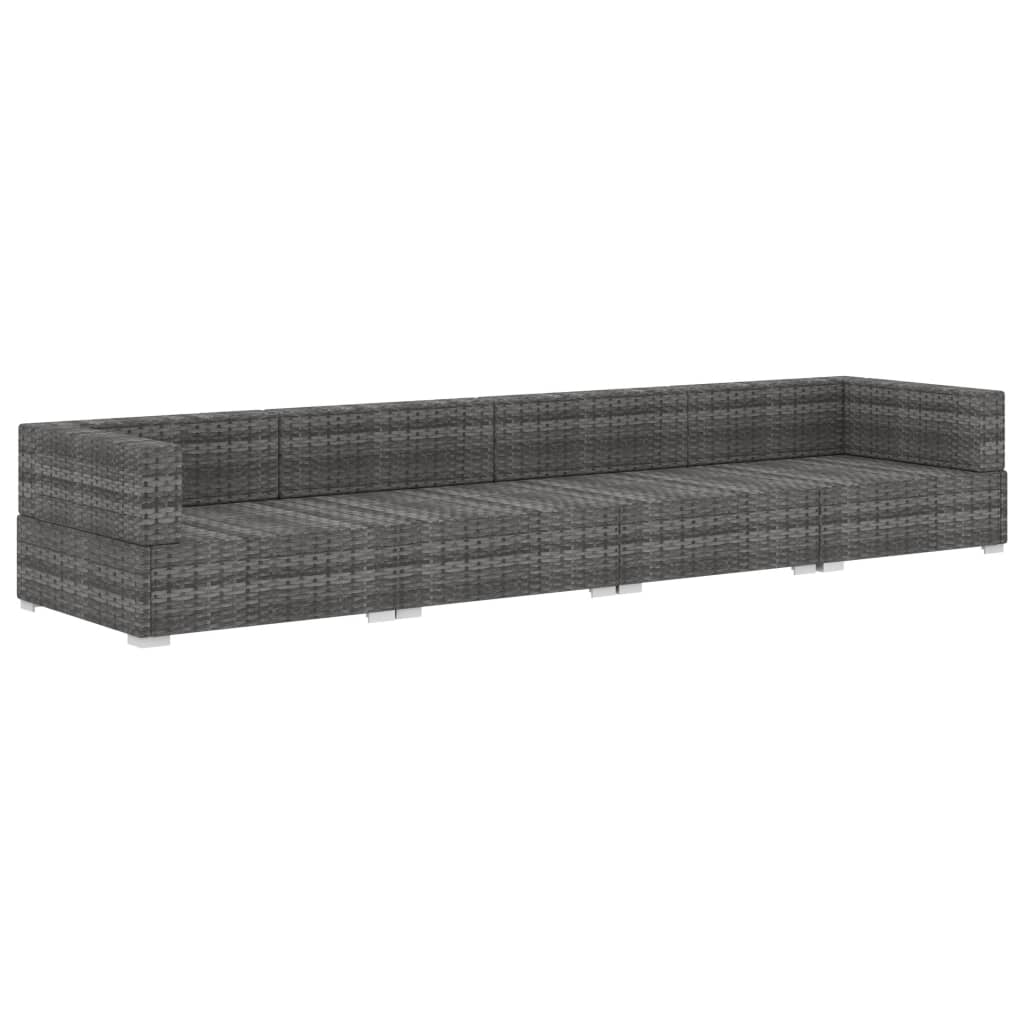 vidaXL Set canapele de grădină cu perne, 4 piese, gri, poliratan