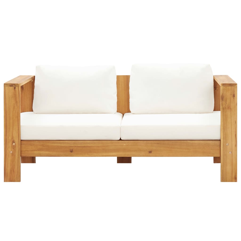 vidaXL Canapea de grădină cu pernă, alb crem, 140 cm, lemn de acacia vidaXL Canapea de grădină cu pernă, alb crem, 140 cm, lemn de acacia