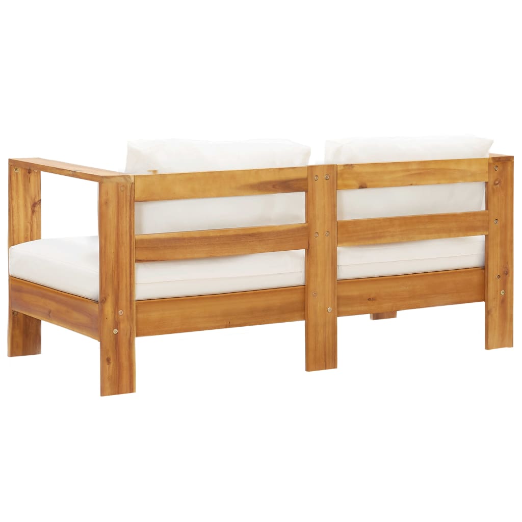 vidaXL Canapea de grădină cu pernă, alb crem, 140 cm, lemn de acacia vidaXL Canapea de grădină cu pernă, alb crem, 140 cm, lemn de acacia