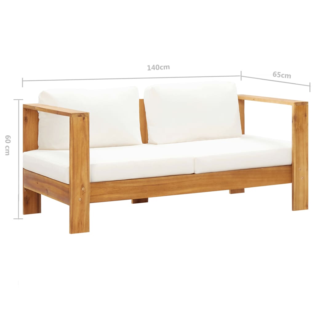 vidaXL Canapea de grădină cu pernă, alb crem, 140 cm, lemn de acacia vidaXL Canapea de grădină cu pernă, alb crem, 140 cm, lemn de acacia