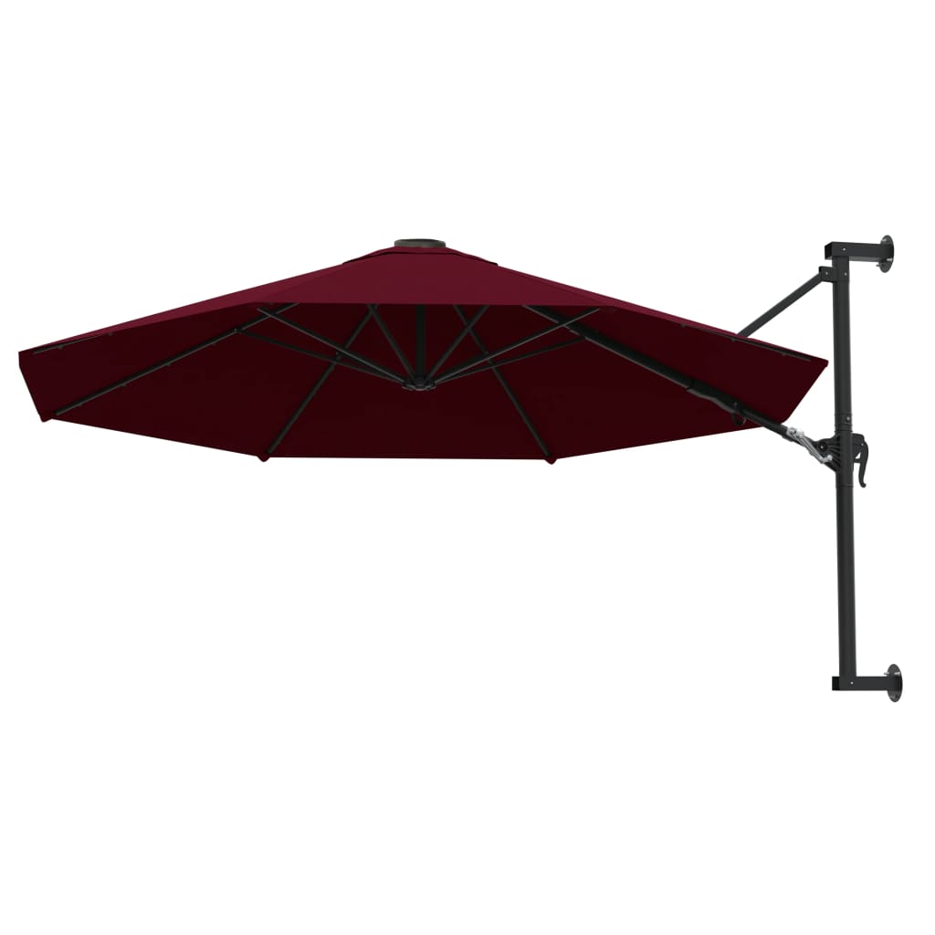 vidaXL Umbrelă de soare de perete, stâlp metalic, roșu vișiniu, 300cm vidaXL Umbrelă de soare de perete, stâlp metalic, roșu vișiniu, 300cm
