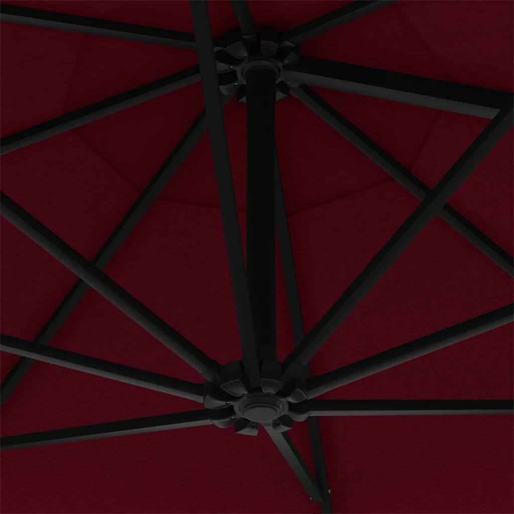 vidaXL Umbrelă de soare de perete, stâlp metalic, roșu vișiniu, 300cm vidaXL Umbrelă de soare de perete, stâlp metalic, roșu vișiniu, 300cm