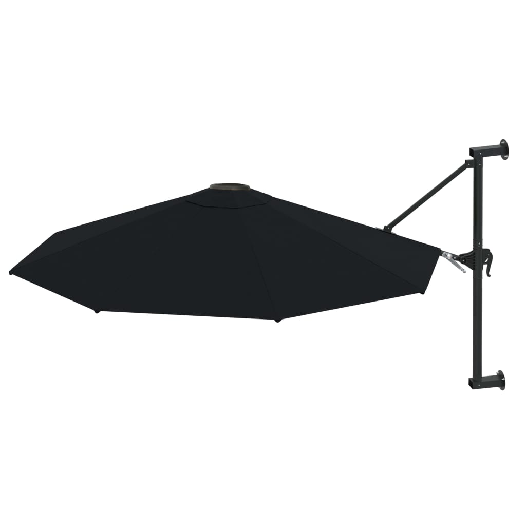 vidaXL Umbrelă de soare de perete cu stâlp metalic, negru, 300 cm vidaXL Umbrelă de soare de perete cu stâlp metalic, negru, 300 cm
