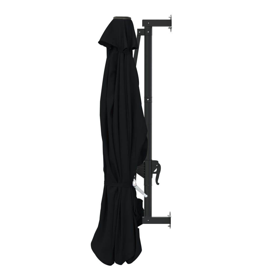 vidaXL Umbrelă de soare de perete cu stâlp metalic, negru, 300 cm vidaXL Umbrelă de soare de perete cu stâlp metalic, negru, 300 cm