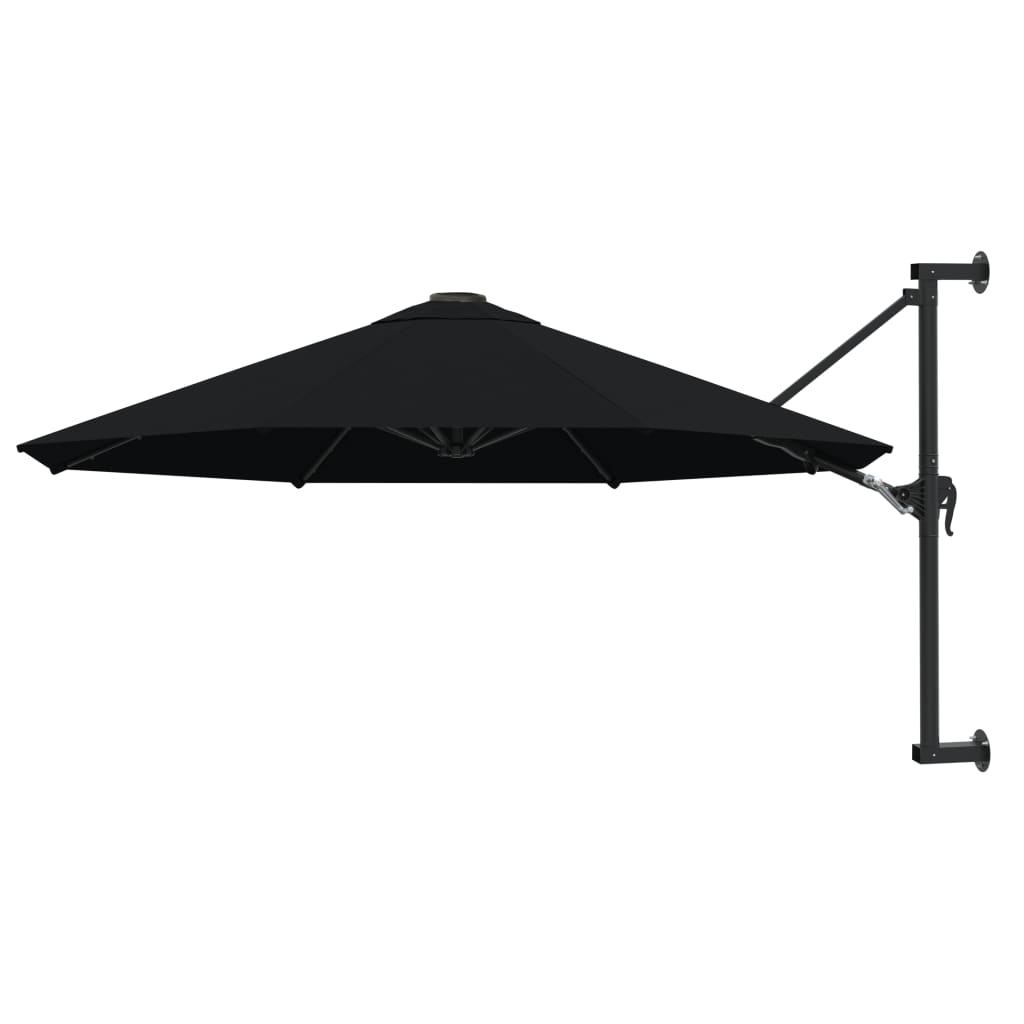 vidaXL Umbrelă de soare de perete cu stâlp metalic, negru, 300 cm vidaXL Umbrelă de soare de perete cu stâlp metalic, negru, 300 cm