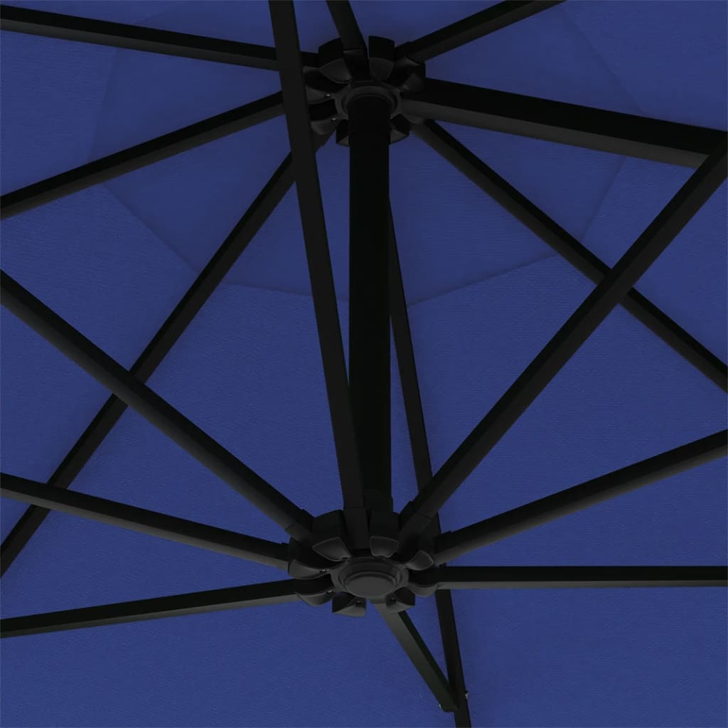 vidaXL Umbrelă de soare de perete cu stâlp metalic, albastru, 300 cm vidaXL Umbrelă de soare de perete cu stâlp metalic, albastru, 300 cm