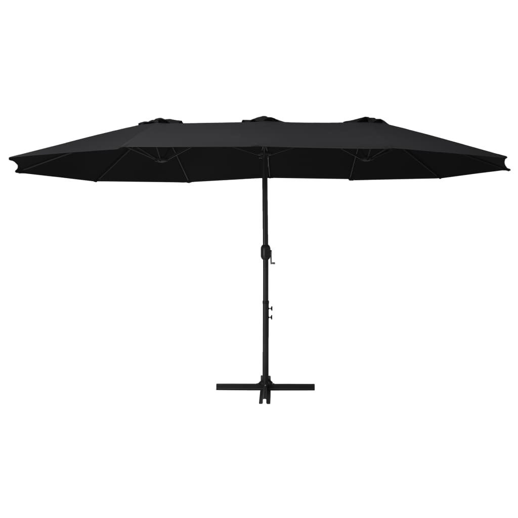 vidaXL Umbrelă de soare exterior cu stâlp aluminiu, negru, 460x270 cm vidaXL Umbrelă de soare exterior cu stâlp aluminiu, negru, 460x270 cm