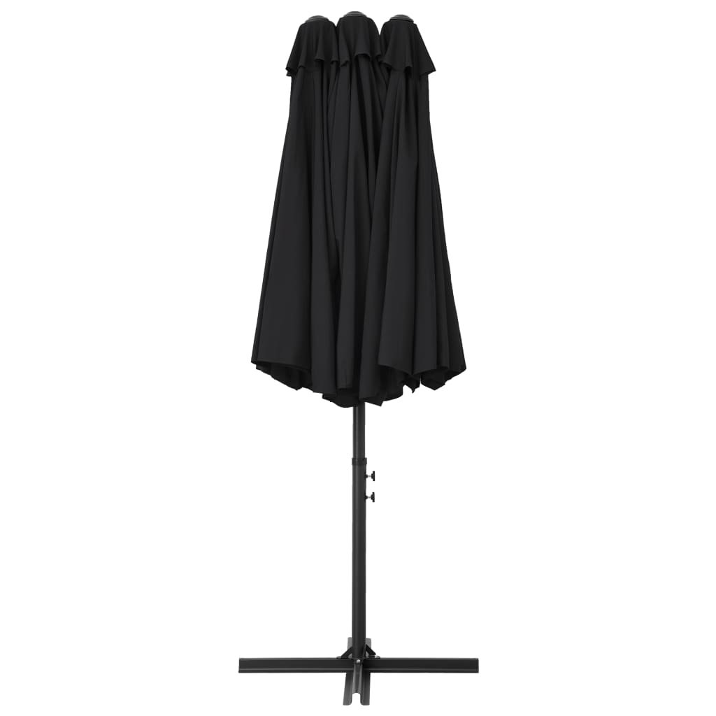 vidaXL Umbrelă de soare exterior cu stâlp aluminiu, negru, 460x270 cm vidaXL Umbrelă de soare exterior cu stâlp aluminiu, negru, 460x270 cm