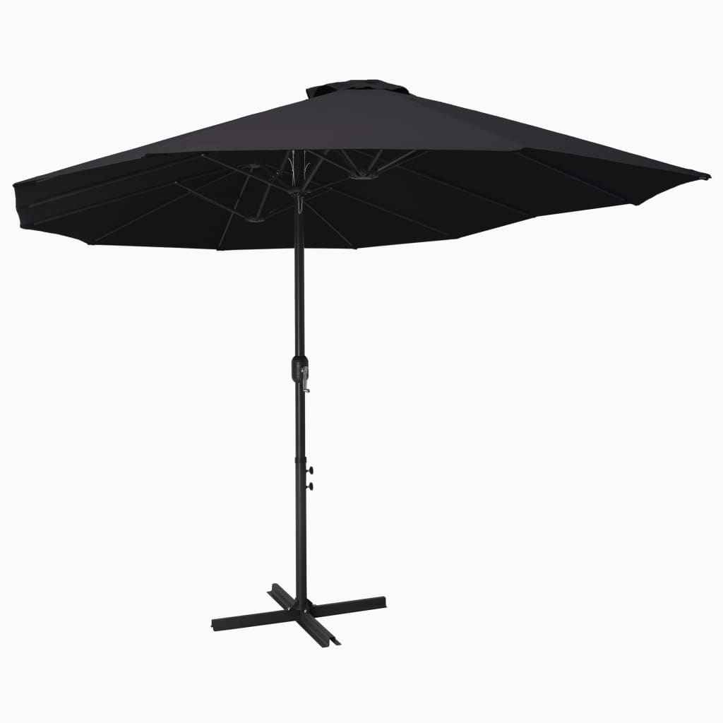 vidaXL Umbrelă de soare exterior cu stâlp aluminiu, negru, 460x270 cm vidaXL Umbrelă de soare exterior cu stâlp aluminiu, negru, 460x270 cm