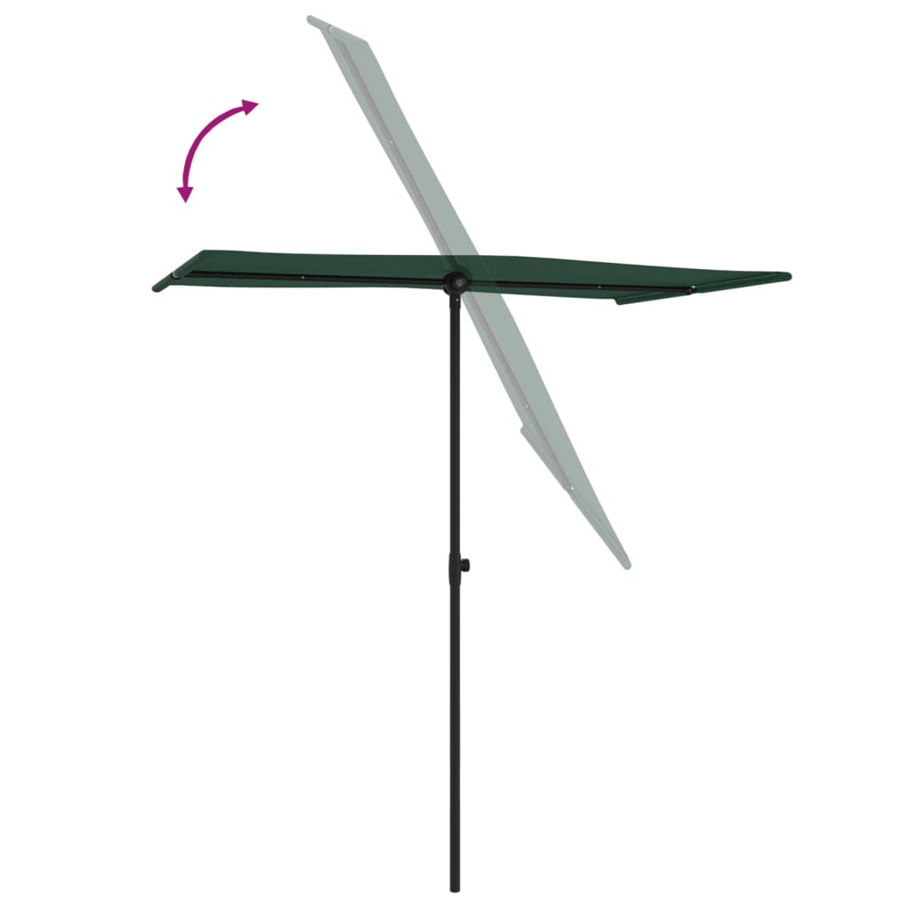 vidaXL Umbrelă de soare de grădină, stâlp aluminiu, verde, 180x110 cm vidaXL Umbrelă de soare de grădină, stâlp aluminiu, verde, 180x110 cm