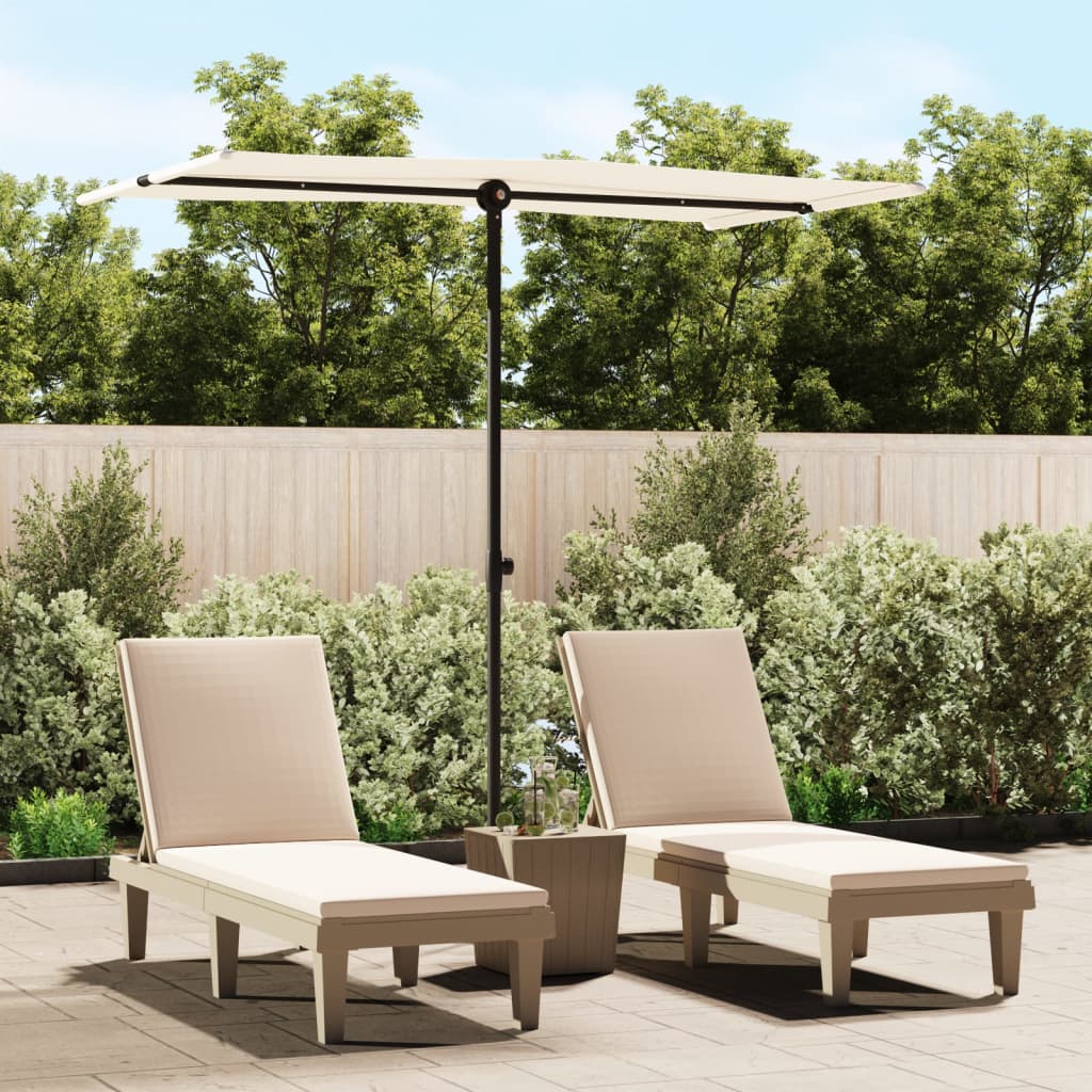 vidaXL Umbrelă de soare grădină stâlp aluminiu alb nisipiu 180x110 cm vidaXL Umbrelă de soare grădină stâlp aluminiu alb nisipiu 180x110 cm