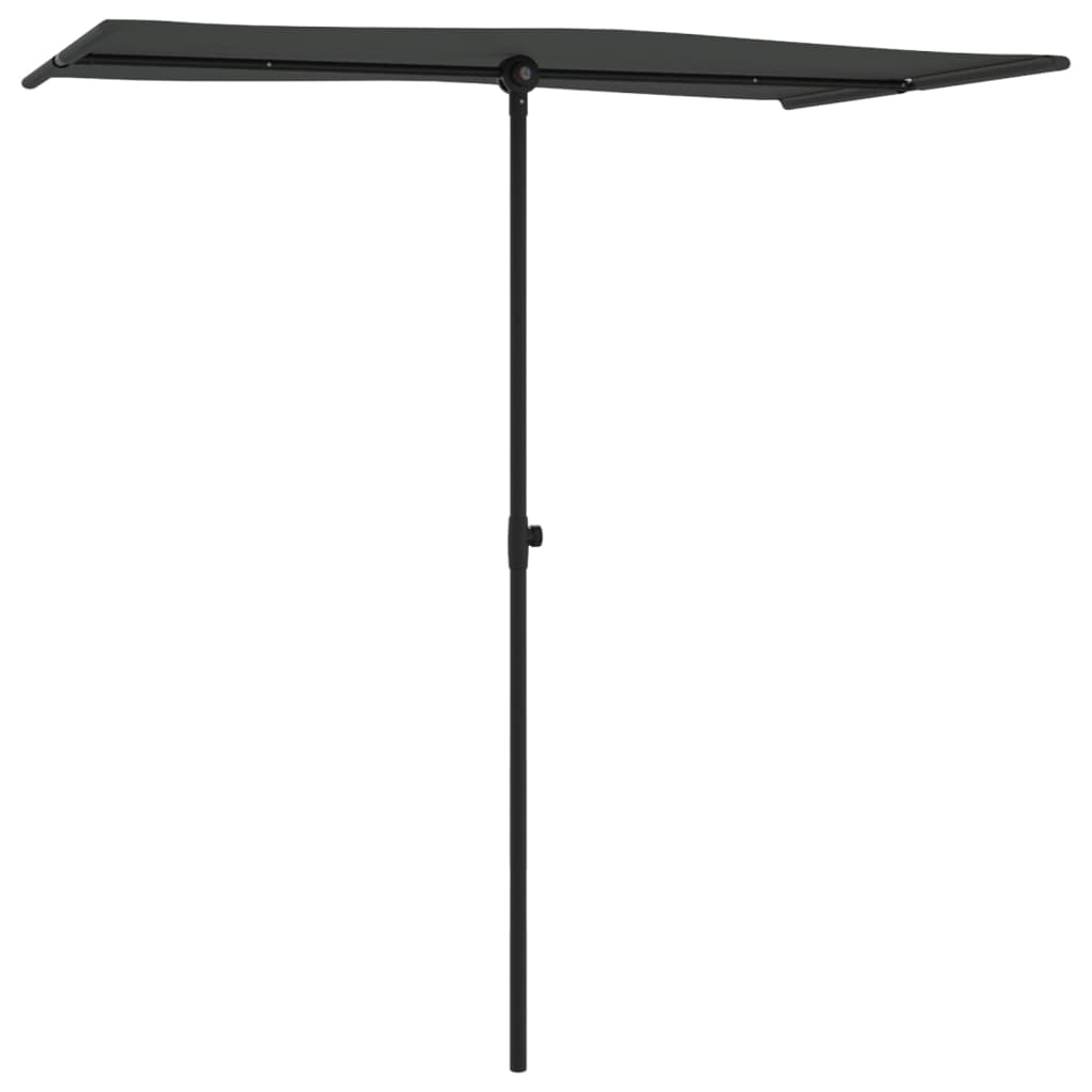 vidaXL Umbrelă de soare exterior, stâlp aluminiu, antracit, 180x110 cm