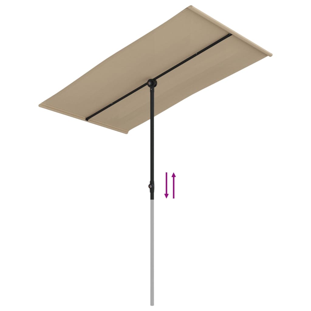 vidaXL Umbrelă de soare de grădină, stâlp aluminiu, taupe, 180x110 cm vidaXL Umbrelă de soare de grădină, stâlp aluminiu, taupe, 180x110 cm