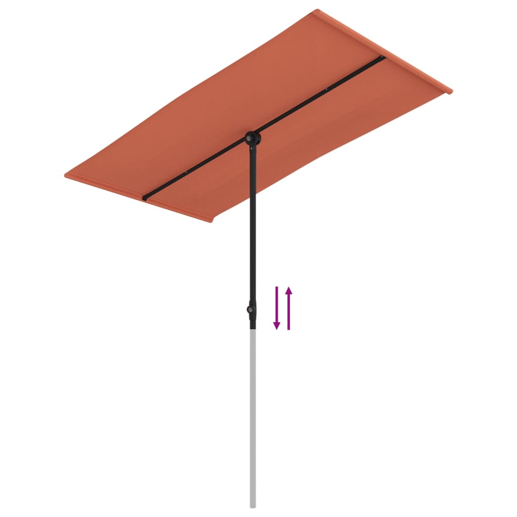 vidaXL Umbrelă de soare exterior cu stâlp aluminiu cărămiziu 180x110cm vidaXL Umbrelă de soare exterior cu stâlp aluminiu cărămiziu 180x110cm