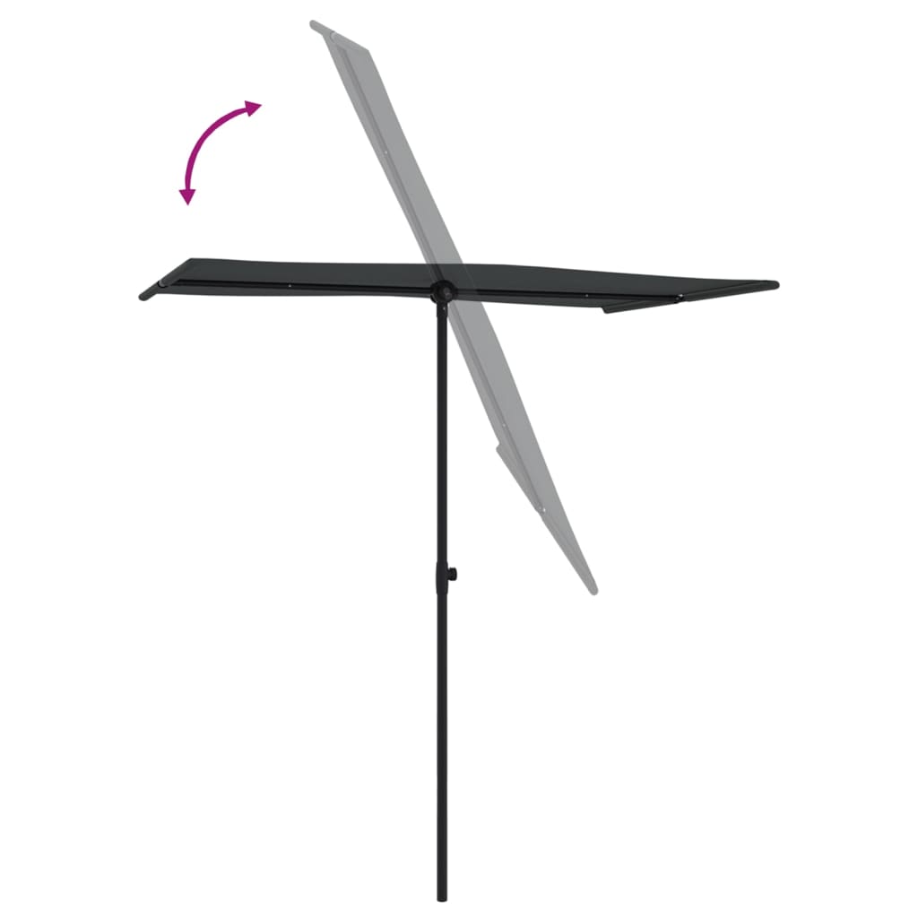 vidaXL Umbrelă de soare de grădină, stâlp aluminiu, negru, 180x110 cm vidaXL Umbrelă de soare de grădină, stâlp aluminiu, negru, 180x110 cm