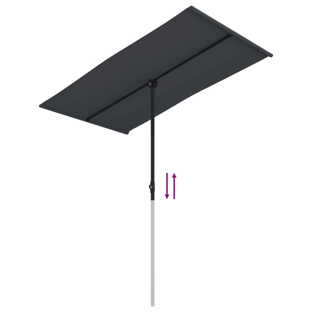 vidaXL Umbrelă de soare de grădină, stâlp aluminiu, negru, 180x110 cm vidaXL Umbrelă de soare de grădină, stâlp aluminiu, negru, 180x110 cm