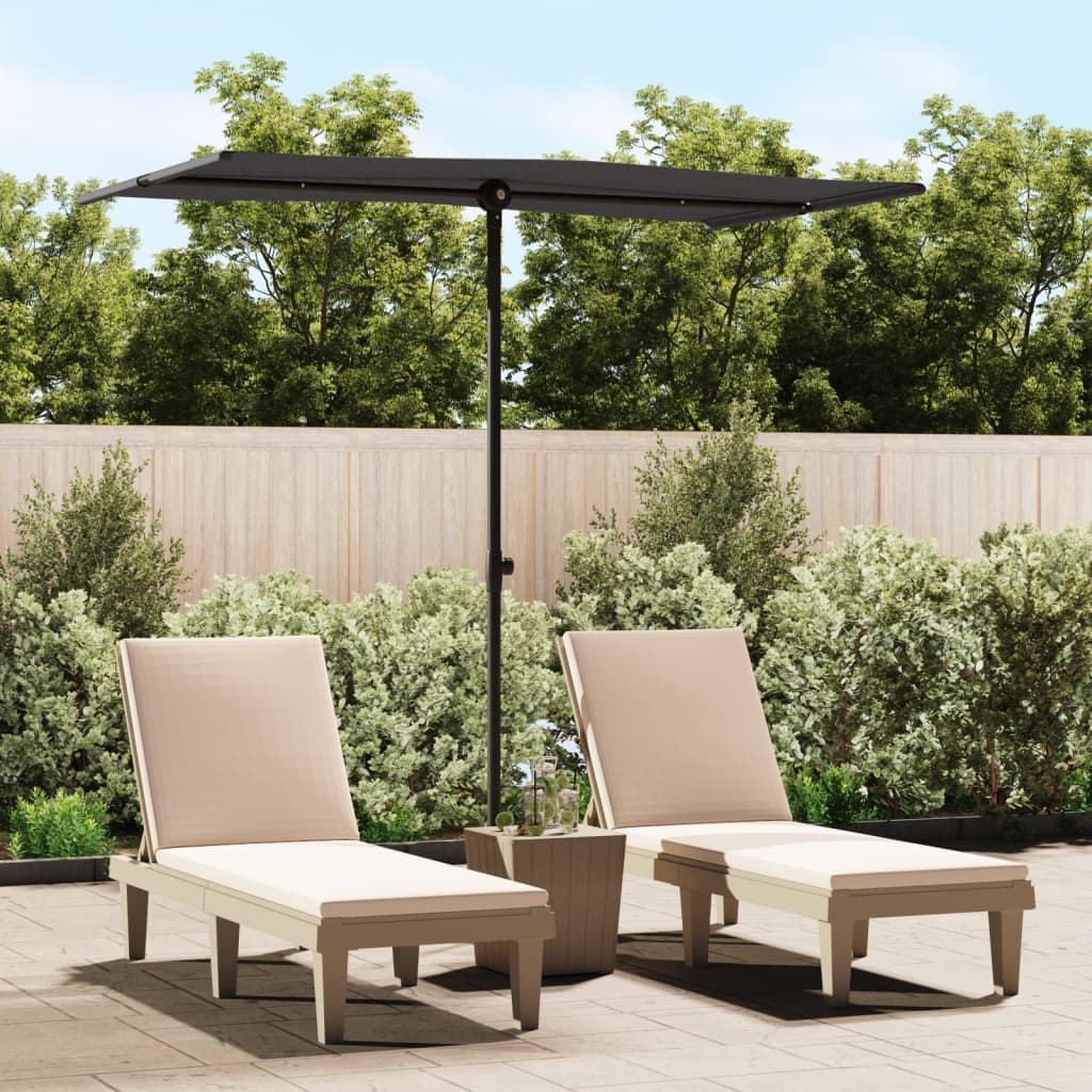 vidaXL Umbrelă de soare de grădină, stâlp aluminiu, negru, 180x110 cm vidaXL Umbrelă de soare de grădină, stâlp aluminiu, negru, 180x110 cm