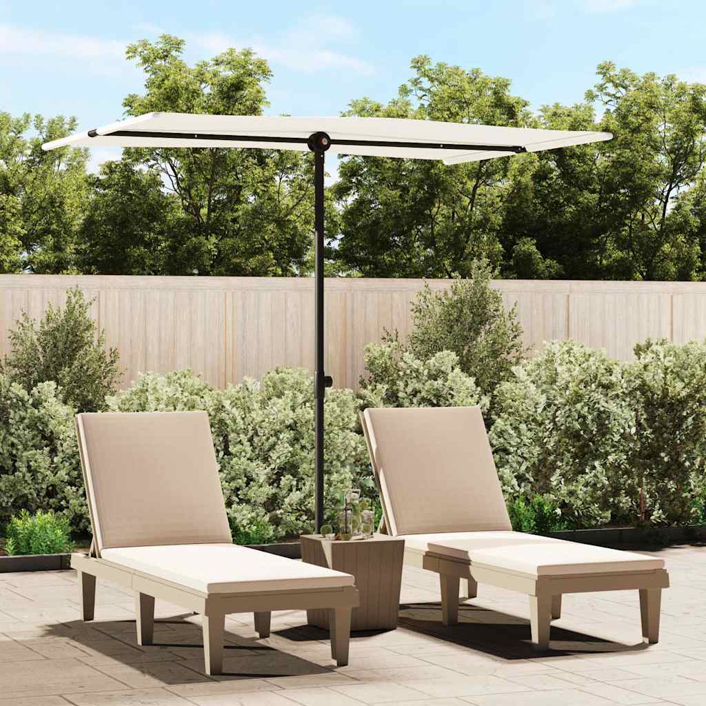 vidaXL Umbrelă de soare de grădină stâlp aluminiu alb nisipiu 2x1,5 m vidaXL Umbrelă de soare de grădină stâlp aluminiu alb nisipiu 2x1,5 m