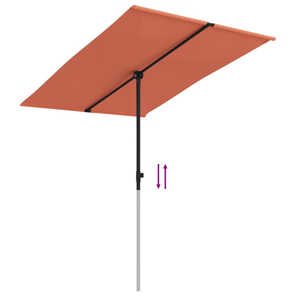 vidaXL Umbrelă de soare grădină, stâlp aluminiu, cărămiziu, 2x1,5 cm