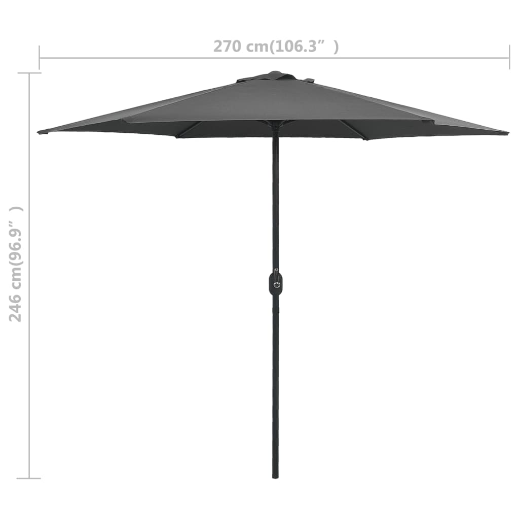 vidaXL Umbrelă de soare cu stâlp din aluminiu, antracit, 270x246 cm vidaXL Umbrelă de soare cu stâlp din aluminiu, antracit, 270x246 cm
