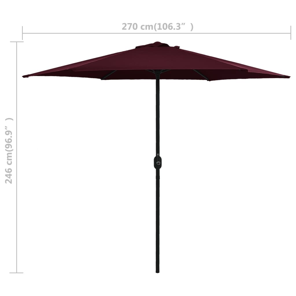 vidaXL Umbrelă soare de grădină stâlp aluminiu roșu bordo 270x246 cm