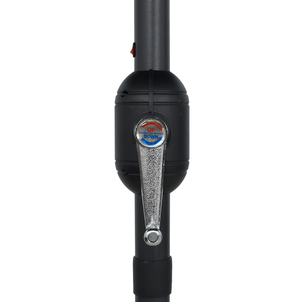 vidaXL Umbrelă de soare cu LED-uri, stâlp din aluminiu, negru, 270 cm