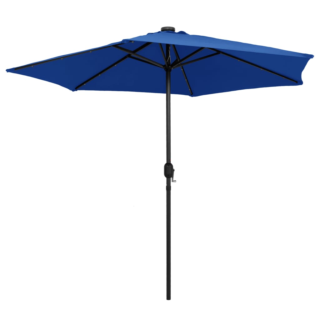 vidaXL Umbrelă de soare cu LED-uri, stâlp din aluminiu, azuriu, 270 cm vidaXL Umbrelă de soare cu LED-uri, stâlp din aluminiu, azuriu, 270 cm
