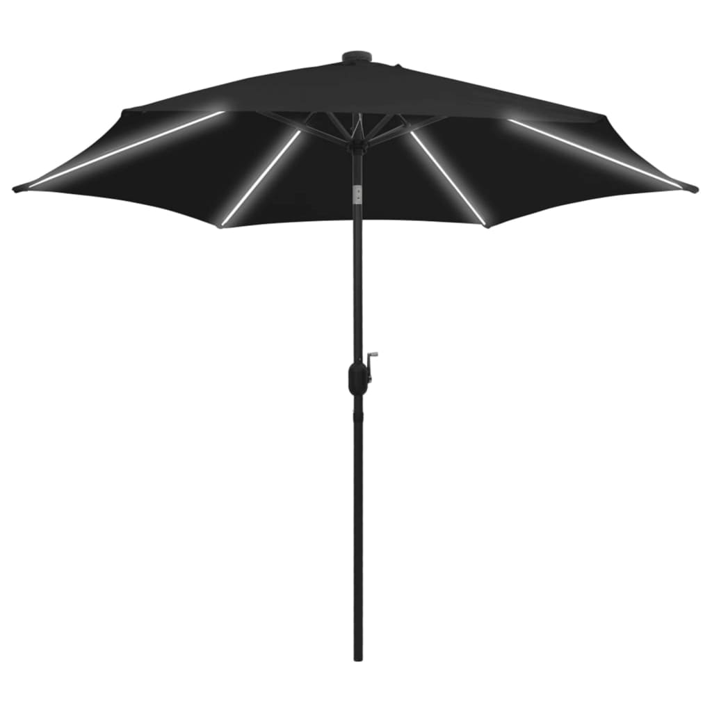vidaXL Umbrelă de soare cu LED-uri, stâlp din aluminiu, negru, 300 cm vidaXL Umbrelă de soare cu LED-uri, stâlp din aluminiu, negru, 300 cm