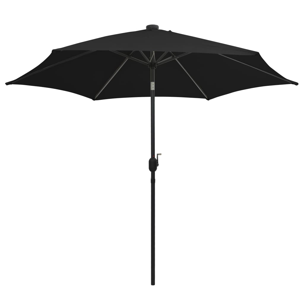 vidaXL Umbrelă de soare cu LED-uri, stâlp din aluminiu, negru, 300 cm vidaXL Umbrelă de soare cu LED-uri, stâlp din aluminiu, negru, 300 cm