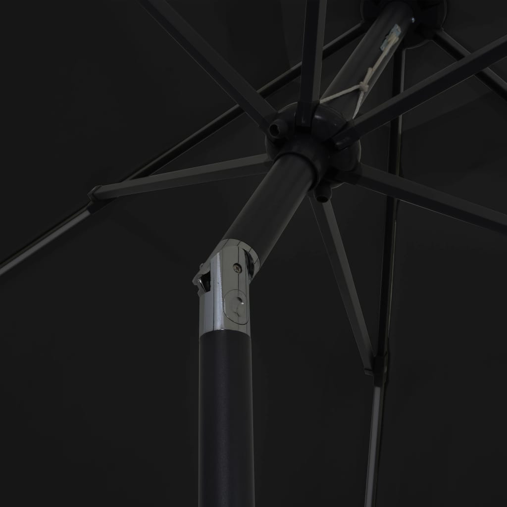 vidaXL Umbrelă de soare cu LED-uri, stâlp din aluminiu, negru, 300 cm vidaXL Umbrelă de soare cu LED-uri, stâlp din aluminiu, negru, 300 cm