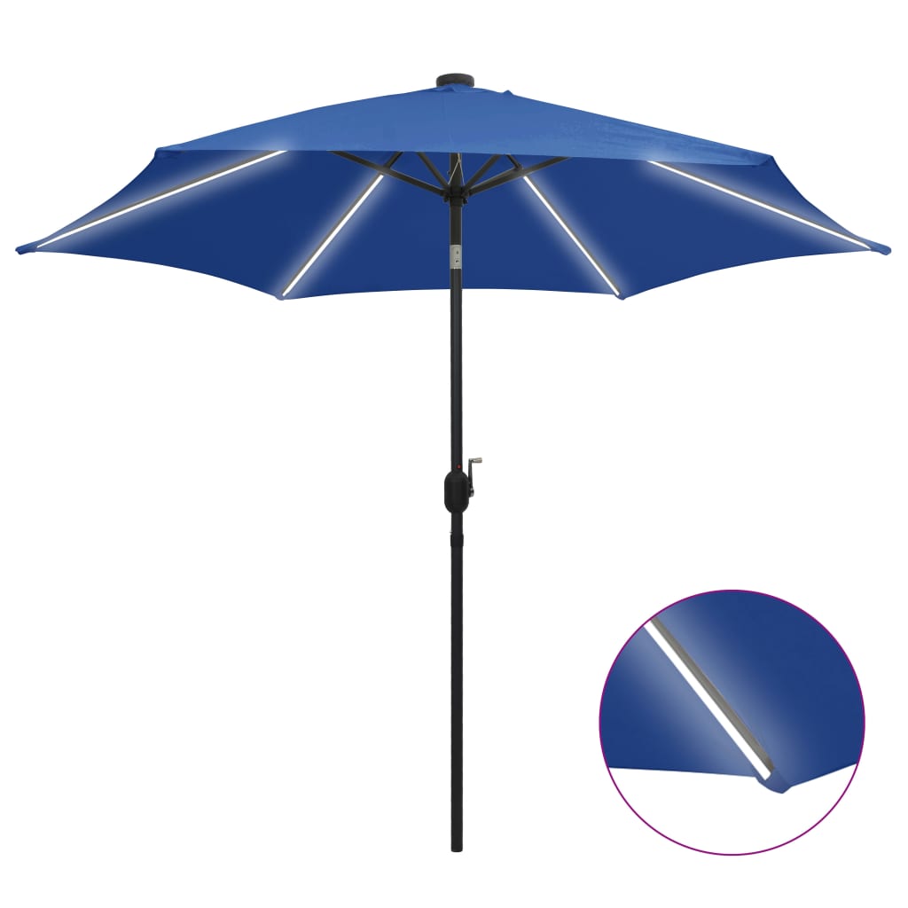 vidaXL Umbrelă de soare cu LED-uri, stâlp din aluminiu, azuriu, 300 cm vidaXL Umbrelă de soare cu LED-uri, stâlp din aluminiu, azuriu, 300 cm
